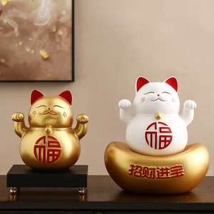 กระปุกออมสินทำจากเรซิ่นรูปแมวโชคดีอุปกรณ์เสริมในบ้านของขวัญเคลื่อนที่สำหรับตั้งโต๊ะหรือห้องนั่งเล่นทางเข้าบ้านใหม่ - Product Image 1