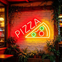 Enseigne néon LED en forme de tranchette de pizza, personnalisée, en acrylique, impression UV 3D, bande de silicone flexible et colorée pour chambre, bar, boutique, devanture de magasin, restaurant