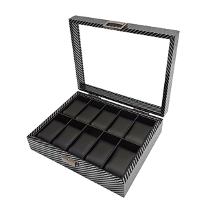 Mejor color negro 6 bits 12 bits caja de cuero Pu de gama alta caja de reloj de ventana Bloqueo de palabra 12 rejilla reloj pantalla soporte de muñeca caja de escaparate - Product Image 1