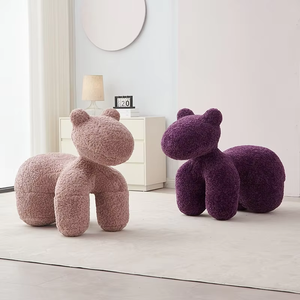 <span class=keywords><strong>Fauteuil</strong></span> VOXHOME Minimaliste Moderne Créatif <span class=keywords><strong>Fauteuil</strong></span> Poney pour Salon en Laine d'Agneau Tabouret Animal pour Enfants - Product Image 2