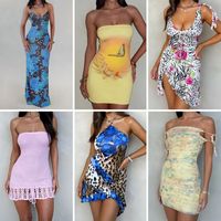 Vente en gros directe usine de vêtements pour femmes : Robes d'été décontractées imprimées de haute qualité, assortiment mixte expédié