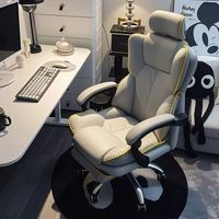 Chaise de jeu ergonomique en cuir avec repose-pieds, massage, dossier haut pivotant pour bureau à domicile et salle de jeux
