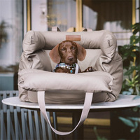 Coussin de voiture pour animaux de compagnie en similicuir de luxe, lit surélevé pour chien avec boucle de sécurité, LOGO personnalisé, lits de luxe pour chiens, siège de voiture pour animaux de compagnie