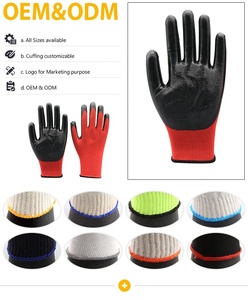 قفازات متينة مطلية بالنتريل باللون الأحمر والأسود بوزن 40 جرام بسعر رخيص، قفازات حماية اليد أثناء العمل الصناعي والإنشاءات - Product Image 4