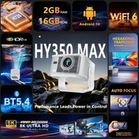 Proyector Inteligente HY350 Max con Android 14.0, WiFi 6 y BT 5.4, 2G+16G, Decodificación de Video 8K, 650 ANSI Lúmenes, Portátil para Cine en Casa