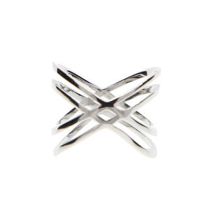 Bague en <span class=keywords><strong>argent</strong></span> sterling S925 polie sans <span class=keywords><strong>pierre</strong></span>, à motif croisé - Product Image 5