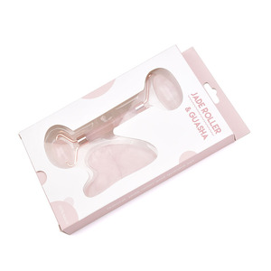 カスタムブランドナチュラルスキンマッサージツールローズクォーツフェイシャルジェイドフェイスローラーとグアシャ卸売ボックス付き - Product Image 4