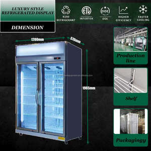 Refrigerador de doble puerta con descongelación automática, vitrina expositora abierta para supermercado - Product Image 2