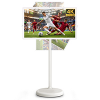 Televisor Portátil Inteligente 4K UHD de 32 Pulgadas, Android 15, Pantalla Táctil LED Blanca, 8GB/128GB, Control Remoto, para Oficina, Gimnasio, Dormitorio, Cocina