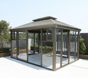 300*400cm Steel <strong>Roof</strong> Winter Garden Sunroom with Sliding <strong>Doors</strong> Modern Design Slant <strong>Roof</strong> - Product Image 1