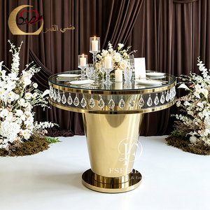 Party Furniture Stainless Steel Center Luxury Weeding Cake <b>Table</b> With Crystal - Product Image 4