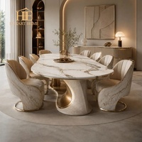 Ensemble de table à manger et 8 chaises de luxe moderne avec plateau en marbre, meubles durables pour la maison