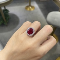Ensemble de bijoux haut de gamme pour femmes HUIYUE en argent 925 avec pendentif rubis cultivé en laboratoire, collier serti de diamants, boucles d'oreilles et bagues