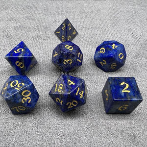 Venta al por mayor de 7 dados poliédricos de lapislázuli inspirados en gemas para juegos de mesa y cartas, dados de juego de 16-24 mm, marca Nian, empaque en bolsa de terciopelo. - Product Image 4