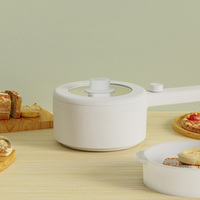 Marmite électrique multifonctionnelle Poêles électriques 1.6l Poêle à long manche Mini poêle antiadhésive avec cuiseur vapeur
