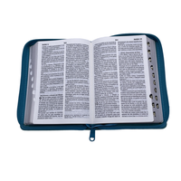 Bible personnalisée à couverture rigide gaufrée avec fermeture éclair et index de remerciement – Cuir PU et marqueur à ruban – Cadeaux d'église en gros