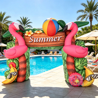 Arche gonflable de flamant tropical personnalisée pour festival de musique d'été en extérieur, accessoire de fête de plage, portail gonflable en forme de palmier