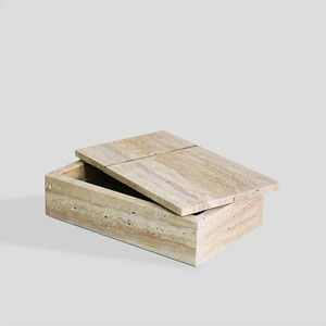 Elegante caja de almacenamiento de piedra travertino, joyería de mármol de Metal de lujo, maquillaje, palillo de dientes, tocador, toques finales - Product Image 2
