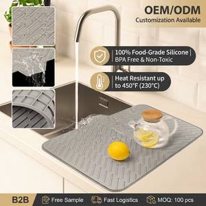 <span class=keywords><strong>Tapis</strong></span> d'évier en silicone <span class=keywords><strong>de</strong></span> qualité alimentaire supérieure 58x43cm, design quadrillé extra épais, <span class=keywords><strong>tapis</strong></span> <span class=keywords><strong>de</strong></span> séchage <span class=keywords><strong>de</strong></span> <span class=keywords><strong>cuisine</strong></span> antidérapant, résistant à la chaleur, coins arrondis - Product Image 3