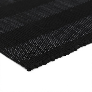 Striped Rectangle Area Rug Black Gray Indoor Outdoor Use Flat <b>Weave</b> Design - Product Image 2