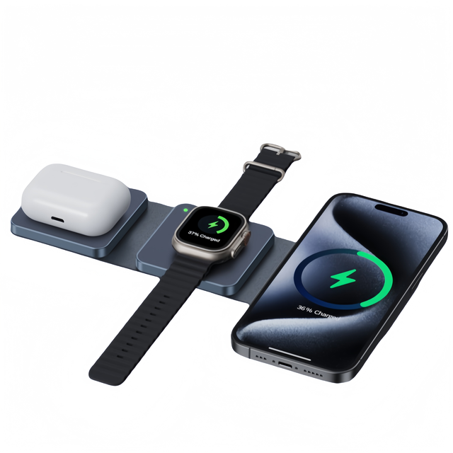 Gadget 2026 Desktop 3in1 Foldable Wireless Charger Portable Charging Station for Phone