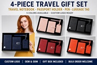 Coffret Cadeau de Voyage avec Porte-Passeport en Cuir PU, Étiquette de Bagage, Carnet et Stylo, Logo Personnalisé pour Cadeaux d'Entreprise en Gros