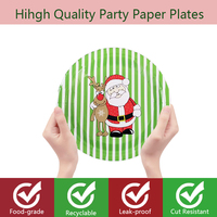 Assiettes en papier jetables de Noël de 7/9 pouces pour fêtes et décorations, motif Père Noël, prix de gros pour fabricants