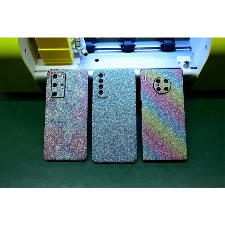 Stiker Ponsel Glitter Fonlyu, untuk iPhone 13 Samsung Huawei Xiaomi DIY Penutup Kulit Belakang untuk Mesin Pemotong Film Hidrogel