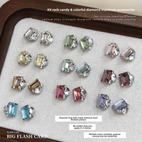 Strass en cristal K9 colorés à angle droit, personnalisables avec logo, pour nail art, bijoux, finition scintillante, faits à la main, en forme de cube de sucre