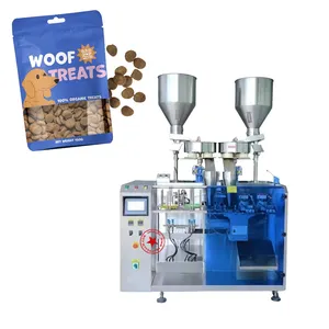 automatic weighing filling small horizontal zipper premade pouch bag zip lock doypack dog pet food packing machine