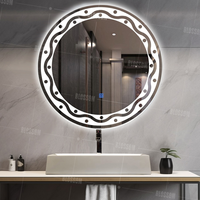 Cermin rias ruang ganti lampu LED kontemporer kualitas tinggi cermin perak terpasang di dinding Bluetooth Modern kustom