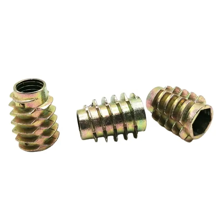 Wholesale hexongal drive metric alloy zinc wood furniture screw insert hex nuts bolt m8 embedded nut without head shoulder