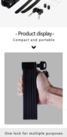 Antivol pliable en acier robuste pour trottinettes électriques et vélos pliants avec code à combinaison réinitialisable