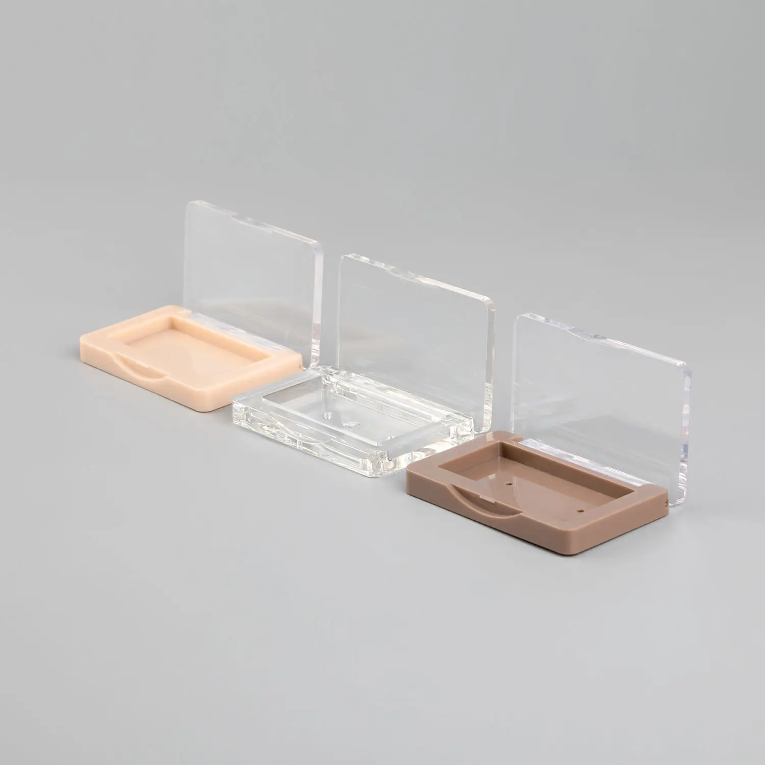 OMI Square ABS Plastic Cosmetic Single Hole Transparent Eyeshadow Case empty blush compact powder container