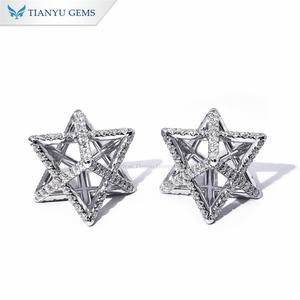 Tianyu ประกาย925เงินสเตอริ่ง18K สีขาวทองชุบเพชรโมอิสซาไนต์ทรงกลมตัดจี้หกเหลี่ยม - Product Image 1