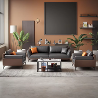 Ensemble de canapés de bureau en cuir de style nordique européen moderne, design modulaire, hôtels, bureaux à domicile