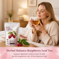 Té de Hoja de Frambuesa, Equilibrio Herbal, Apoyo al Bienestar Materno, Tónico Uterino, Vitalidad del Ciclo, Fitonutriente Vegano, 30 Unidades, 60g