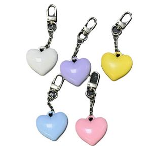 Palette de maquillage vide tendance en forme de cœur argenté métallique avec miroir, mini étui à baume à lèvres en aluminium, breloque porte-clés en forme de cœur - Product Image 5