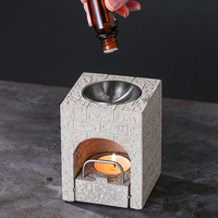 Brûleur d'huile aromatique en ciment inoxydable, porte-bougie chauffe-plat, diffuseur d'encens, lampe chauffante, chauffe-cire, Yoge