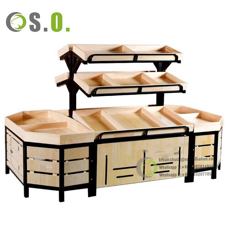 Wooden Grocery Shelves Supermarket Shelf Display Racks Supermarket ...