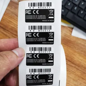 Özel siyah parlak elektronik ürün etiketi vinil su geçirmez çizilmeye dayanıklı seri numarası Sticker sıralı barkod etiket