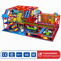 Parc d'attractions intérieur amusant avec trois toboggans ondulés, trampoline, thème spatial, équipement de jeu intérieur pour enfants, fabricant