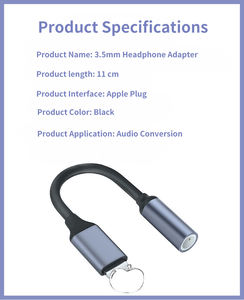 Adaptateur audio pour écouteurs USB C vers prise jack stéréo 3,5 mm, adaptateur universel DAC, adaptateur <span class=keywords><strong>Apple</strong></span> d'origine, câble 8 broches vers femelle pour iPhone - Product Image 2