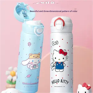 Sanrio Kuromi <span class=keywords><strong>Hello</strong></span> <span class=keywords><strong>Kitty</strong></span> 900ml Tasse à eau isolée Classique Double paille Bouteille à vide Gobelet en acier inoxydable pour - Product Image 4