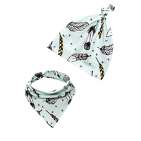 Gorros de Algodón Estampados para Bebé al por Mayor con Baberos a Juego, Accesorios para Recién Nacidos, Productos para Bebés, Conjunto de Baberos y Gorros para Bebés