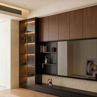 Meuble TV long minimaliste en bois, console multimédia pleine longueur, unité de rangement pour le divertissement dans le salon