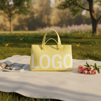 Sac à main en polyester tricoté tendance, couleur unie, sac fourre-tout réutilisable, ouverture supérieure, portable pour un usage quotidien, toutes saisons