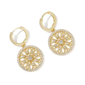 Gemnel Hawaiian Jewelry Wholesale New Products Vogue Jewelry Circle Hollow CZ Vintage Jewelry Earrings