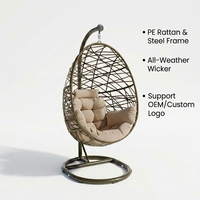 Fauteuil suspendu moderne d'extérieur en forme d'œuf avec support, mobilier de patio de luxe en osier, chaise longue en rotin résistante aux intempéries pour hôtel