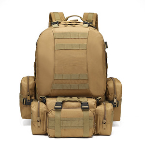 กระเป๋าเป้สะพายหลังยุทธวิธี 50 ลิตร ความจุขนาดใหญ่ กระเป๋าเดินป่ากลางแจ้ง กระเป๋าเดินทางผู้ชาย สายรัดผ้าสีพื้น - Product Image 5